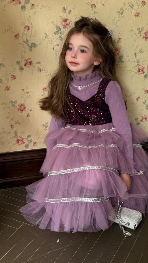 紫绫蛋糕裙两件套（打底+背心裙） 商品图1