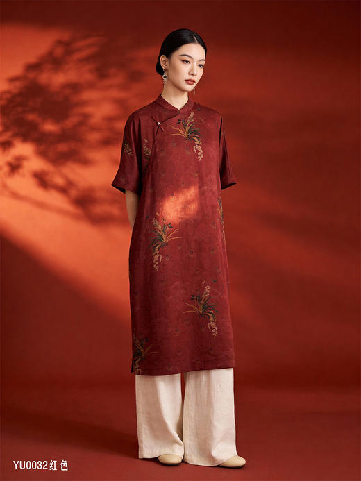 2020春夏中式国风复古文艺桑蚕丝香云纱连衣裙女捌YU0032捌 商品图3