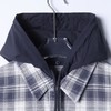 12702SDSA男士秋冬新款痞帅男装潮牌撞色格纹拼接连帽按扣长袖衬衫百搭 商品缩略图2