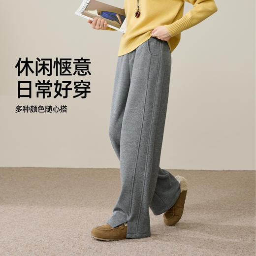 【捡漏亏本售！厚绒直筒裤】逸阳冬加绒加厚人字纹醋酸羊毛毛呢阔腿裤1827 商品图4