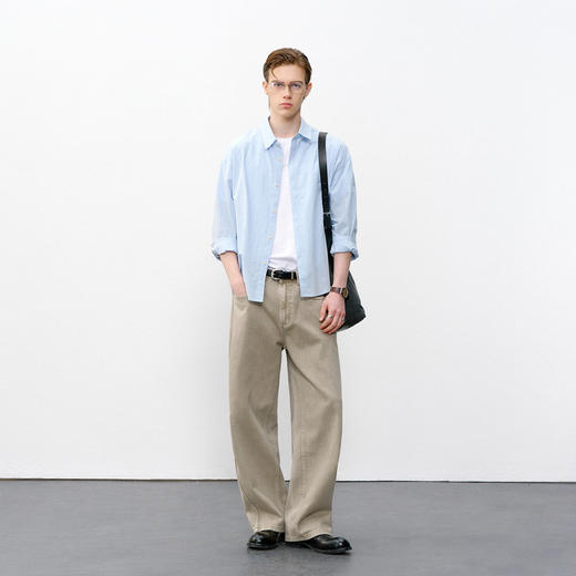 714street复古染色纯棉弯刀裤2026春季潮牌宽松水洗做旧休闲裤男 商品图3