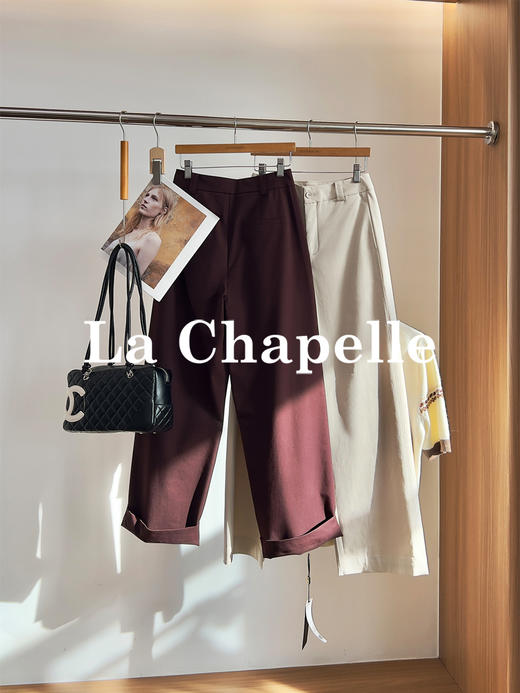 专柜实拍【轻奢高质感】拉夏贝尔/La Chapelle含莱赛尔垂坠有型~高腰单扣宽松极简风休闲装★ 商品图1