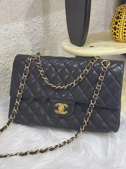 Chanel 中号 黑金 羊皮 CF 单肩包 商品图1