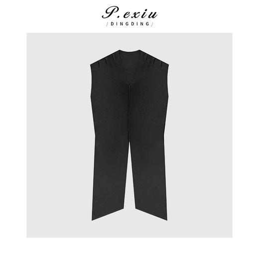 04-2潘依绣丁丁宠粉极简V领交叉可调节针织上衣Q18833 商品图0