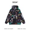 SDSA秋冬新款痞帅男装时尚趣味涂鸦拉链连帽夹克外套下摆松紧百搭 商品缩略图4