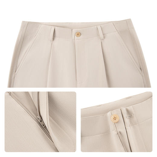 【阔腿裤】柒牌男装2026春季微弹花纱抗皱易打理连腰休闲长裤男130H71640 商品图3