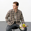 714street美式复古渐变格纹长袖衬衫2026春季潮牌宽松褶皱衬衣男 商品缩略图2