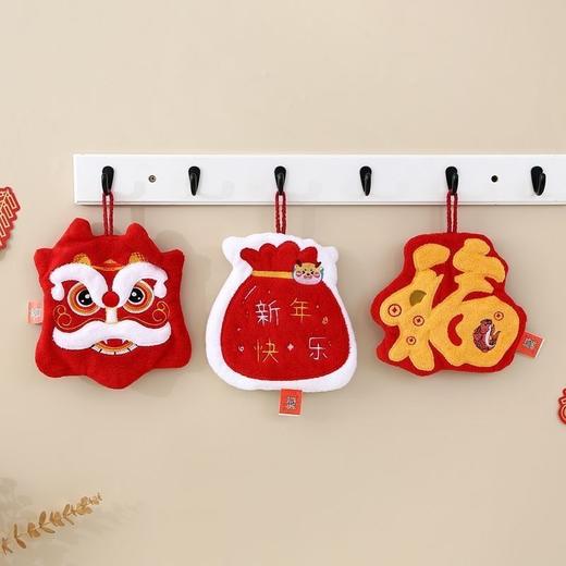 【 创意擦手巾❗️双层加厚蓬松吸水】新年过年发财擦手巾本命年可挂式结婚红色可爱厨房抹布卫生间快干手帕。jc 商品图3