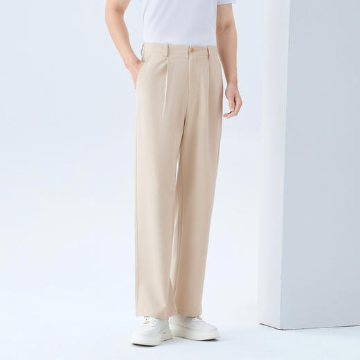 【阔腿裤】柒牌男装2026春季微弹花纱抗皱易打理连腰休闲长裤男130H71640 商品图1