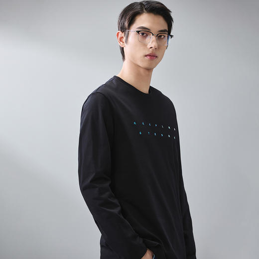 GXG男装【渐变绣花】春季时尚刺绣字母圆领男式长袖T恤K&C 商品图1