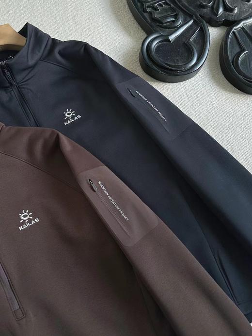 F011605男款立领半开胸内胆半拉链吸湿排汗保暖户外登山徒步上衣 商品图6