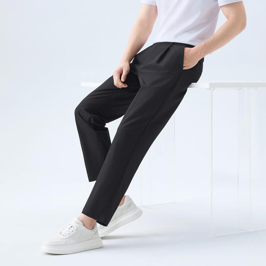 【单褶裤】柒牌男装2026春季微皱肌理亲肤中青年舒适休闲长裤男130H71760 商品图1