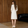 IWY/小香风米白色长袖连衣裙女珍珠扣显瘦通勤优雅西装裙工作服J25Q261-M 商品缩略图4