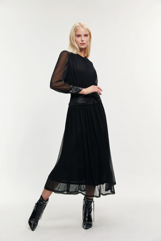 SAFICOO 复古优雅 大女主轻礼服式连衣裙 商品图0