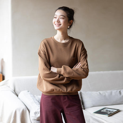 特绽放001朵/钟爱卫衣·纯棉百搭圆领小口袋套头卫衣休闲上衣春季 商品图1