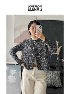 「工厂团购」羊毛混纺 小香风圆领针织开衫