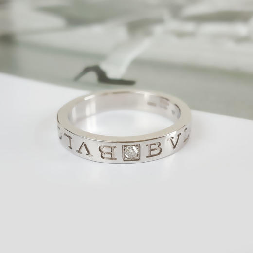 【95新】BVLGARI宝格丽B.zero1系列33999618K白金单钻logo签名戒指63号中性款 090126NJT42 商品图4