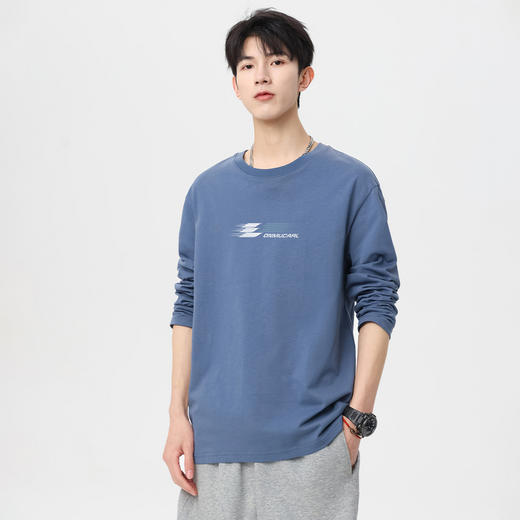 GXG男装【100%棉】春季时尚重影印花户外休闲圆领男式长袖T恤K&C 商品图7