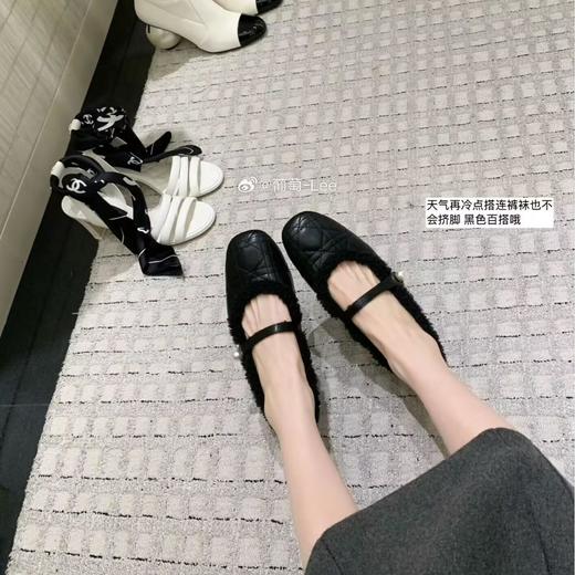 【羊皮小香风菱格珍珠山茶花玛丽珍】增高3cm~毛毛玛丽珍鞋 商品图3