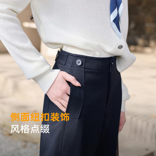 三彩2026春季新款纯色休闲裤收腰九分裤直筒裤简约显瘦通勤S 商品图1