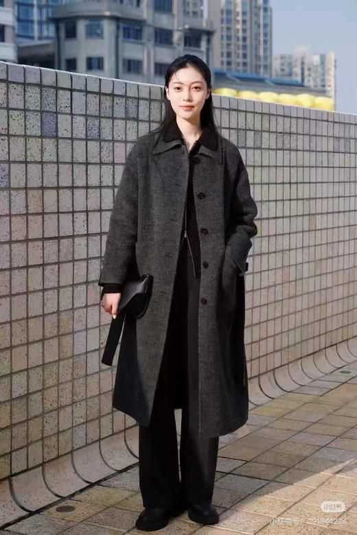 118-2小禾女士灰色羊驼毛呢大衣 丰盈蓬松轻盈柔软 胖瓜穿6码 商品图2