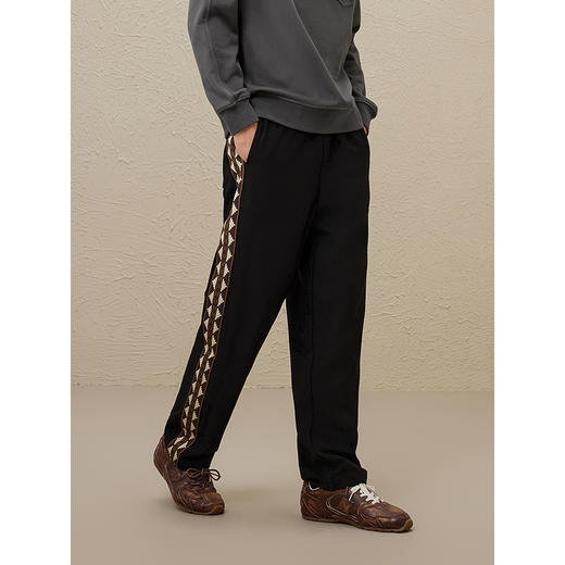 GXG冬季热卖基础休闲撞色宽松阔腿休闲裤长裤男 商品图3