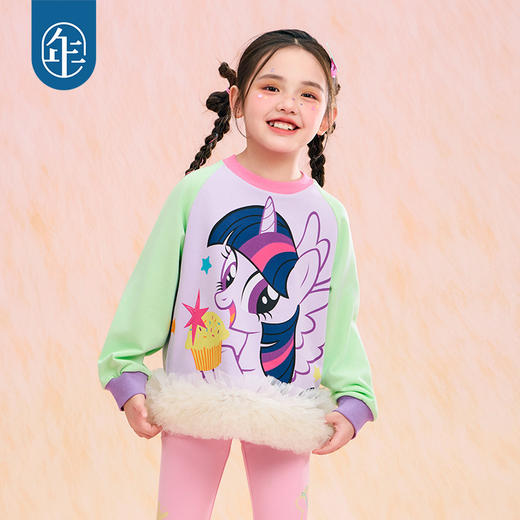 小马宝莉联名年衣童装卫衣春季新款女童小马宝莉春季拼接花边卫衣N1261008A06 商品图4