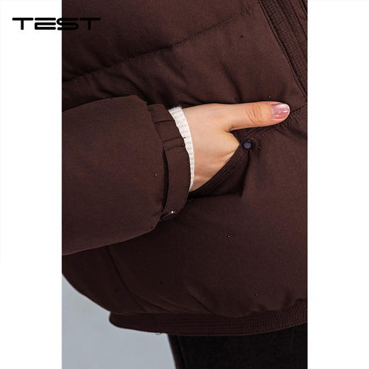 冬上新咖色短款羽绒服羊羔毛翻领加厚保暖棉外套2254218 商品图3