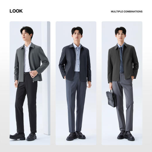 【无缝/防泼水】柒牌男装翻领夹克2026秋季新款柒标商务百搭茄克131K70410 商品图2