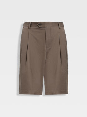 callisto海藻棕天丝棉混纺休闲短裤