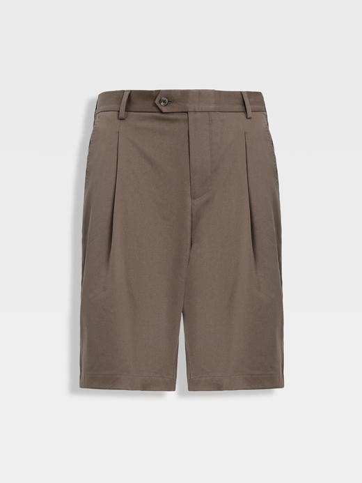 callisto海藻棕天丝棉混纺休闲短裤 商品图0