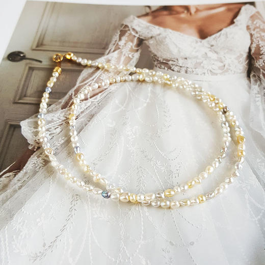 【天然正品】AU750黄金镶天然混彩巴洛克海水珍珠小米珠项链40CM（长度可调节）311225NJM68特价：520 商品图5