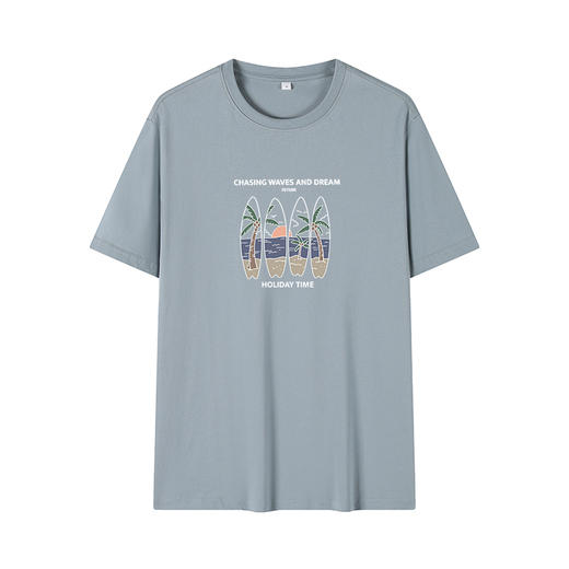 GXG男装【沙滩度假】夏季舒适透气休闲百搭情侣款圆领短袖T恤K&C 商品图4