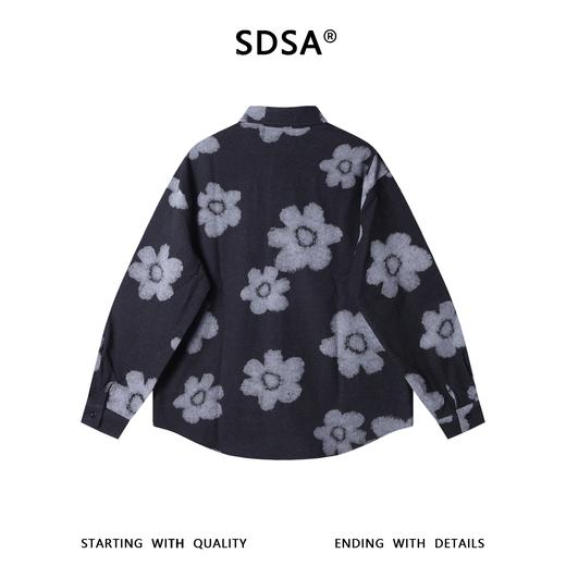 2741SDSA男士秋冬新款痞帅男装潮牌撞色花朵印花翻领领带衬衫百搭时尚 商品图5