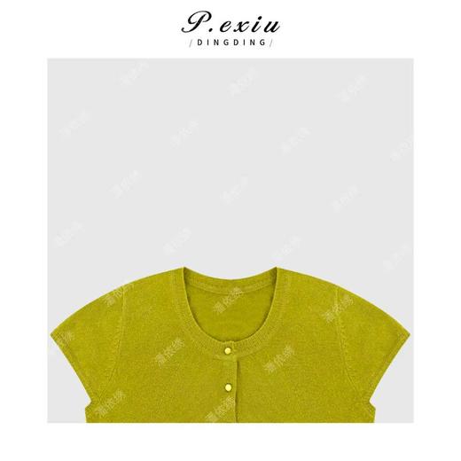04-2潘依绣丁丁宠粉玻璃扣软糯百搭短袖圆领针织上衣Q59988 商品图2
