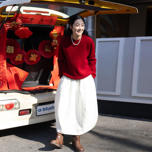 特绽放026朵/集美羊毛衣·纯羊毛多色宽松圆领套头毛衣女显瘦上衣 商品图3