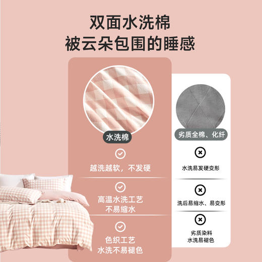 日式色织水洗棉四件套(水粉格) 商品图3