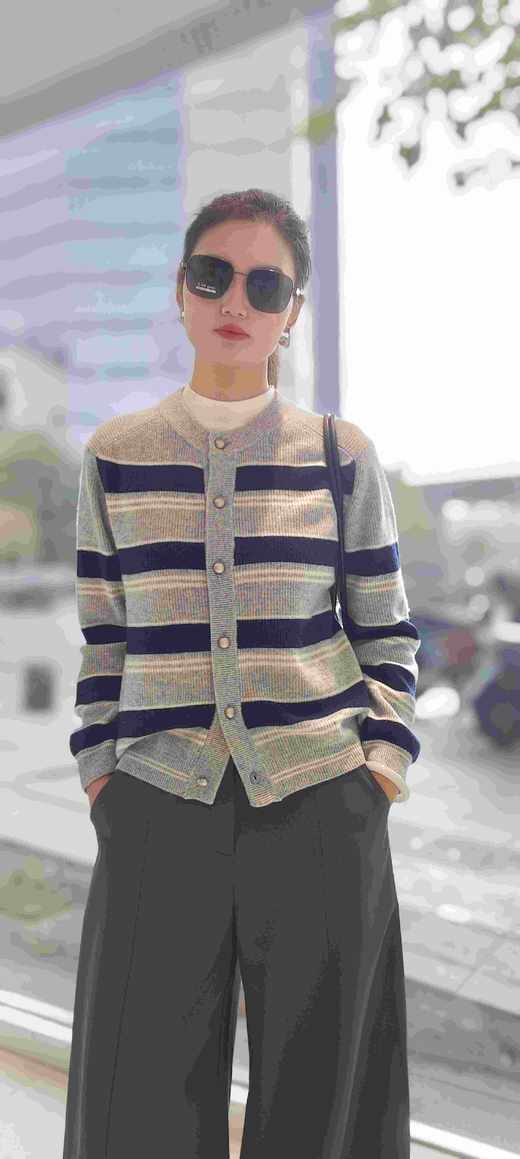 585858羊毛条纹开衫 商品图0