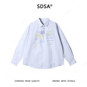31232SDSA男士秋冬新款痞帅男装美式彩色字母印花长袖衬衫百搭休闲衬衣