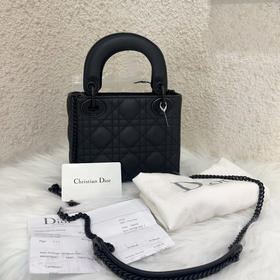 Dior 三格 磨砂黑 牛皮 戴妃包