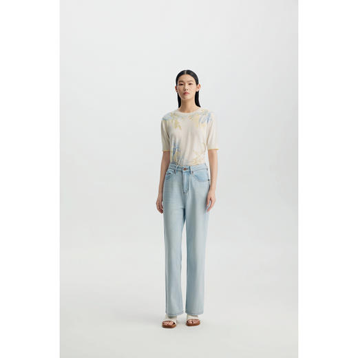 商场同款PURE TOUCH女装26春夏新款短袖针织衫绵羊毛植物印花半袖 商品图8