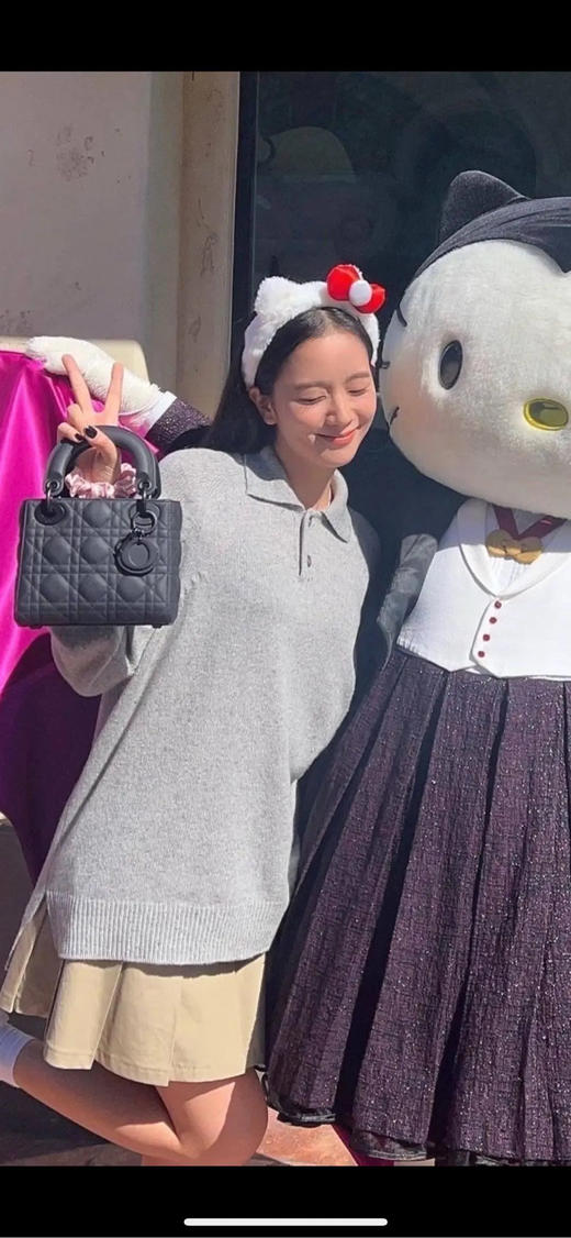 Dior 三格 磨砂黑 牛皮 戴妃包 商品图3