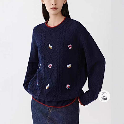 【来点不一样的】可意会不可言传～新年系列！横扫！柜3996+！2026秋冬高级感刺绣提花圆领针织衫！ 商品图0