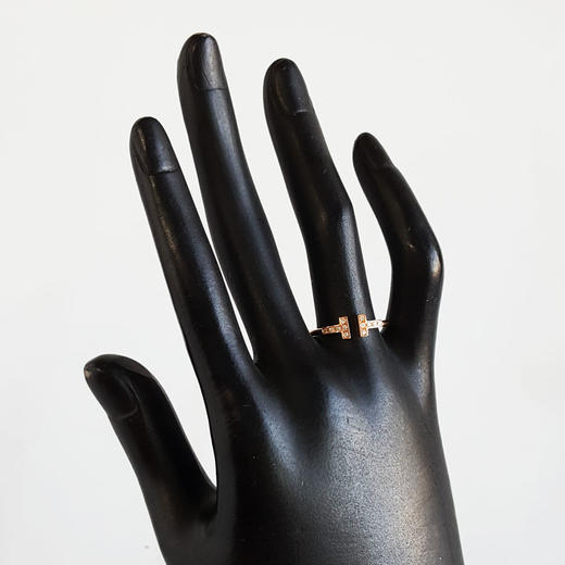 AU750玫瑰金时尚经典定制款双T钻石戒指16号（开口）020126NJT03 商品图6