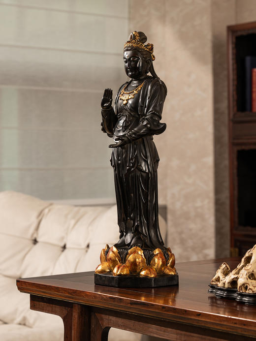 清	紫檀金漆观音像 商品图1