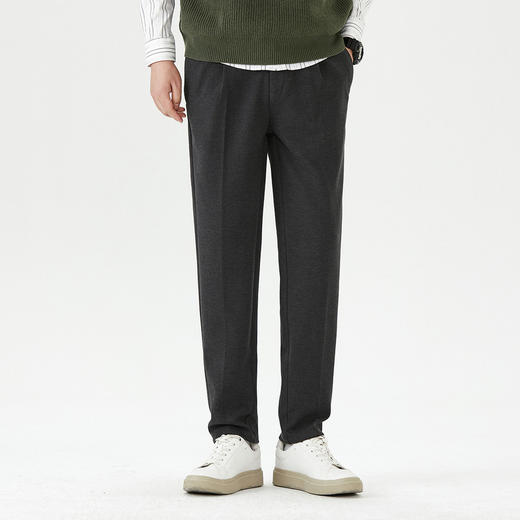 GXG男装秋季日常通勤弹力舒适简约纯色直筒商务男式休闲裤K&C 商品图5