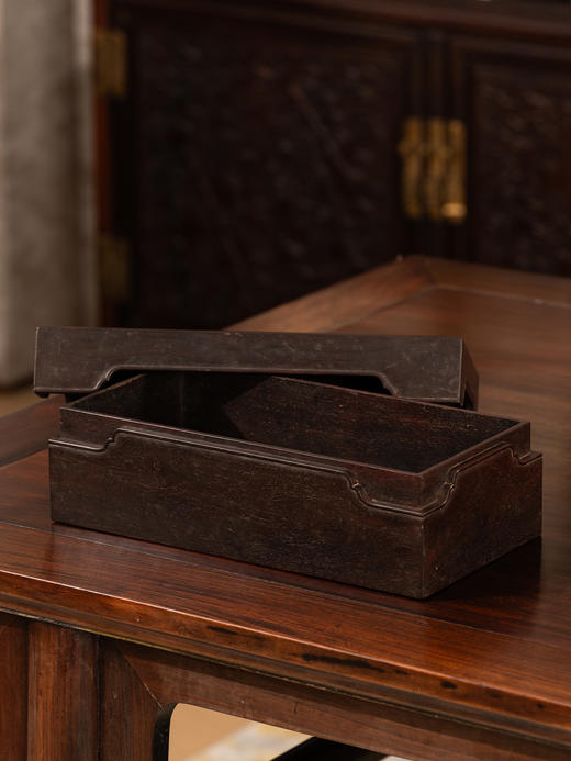 清	紫檀委角起线文房盖盒 商品图4