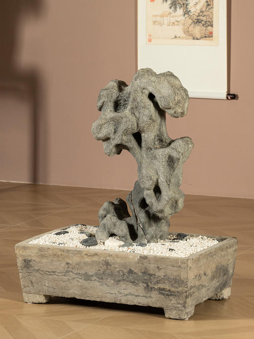 清	太湖石园林赏石配汉白玉石盆 商品图0