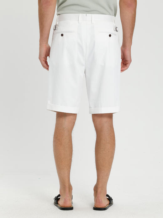 callisto白色天丝棉混纺直筒休闲短裤 商品图4