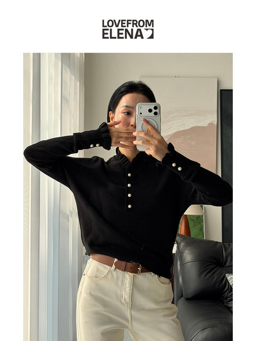 100%羊毛 气质花边领针织衫 商品图2